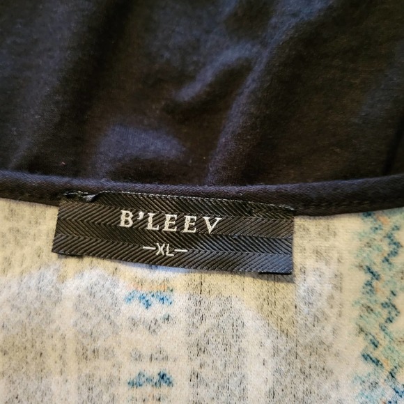 B Leev women's black causal patterned shoulder long sleeve top size xl - Picture 9 of 9